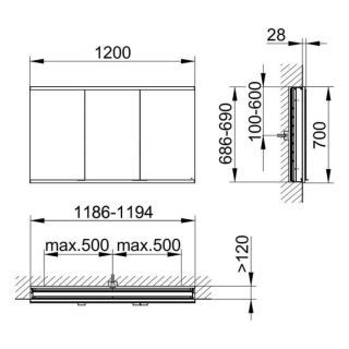 Зеркальный шкаф Keuco Royal Modular 800300120000200 120 см